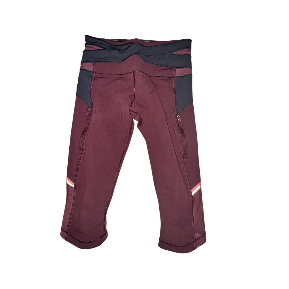 Lululemon Kriss Cross Crop Women's Size 6 Bordeaux Drama Black Full On Luxtreme